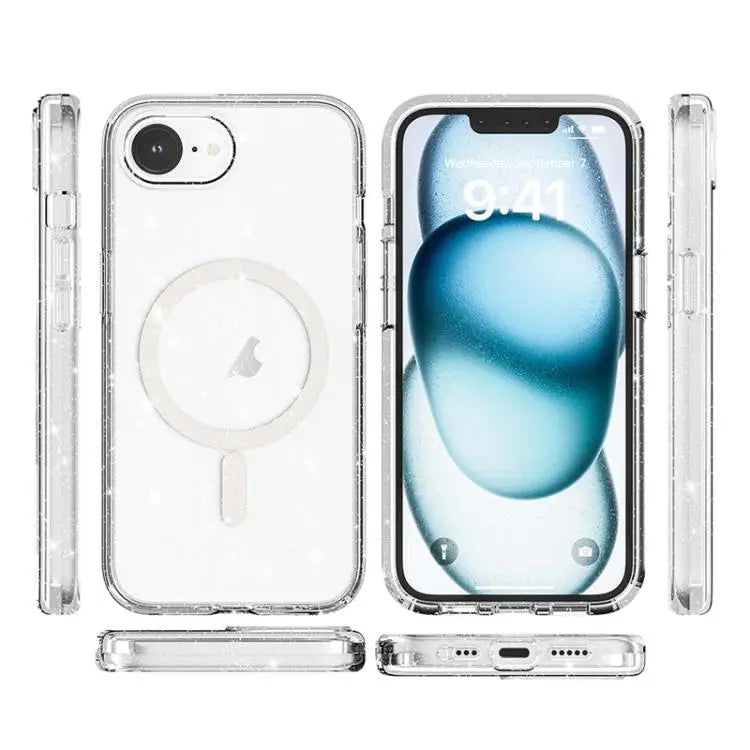 Terminator Style Glitter Powder MagSafe Magnetic Phone Case For iPhone 16e For iPhone 16 Pro Max For iPhone 16 Pro