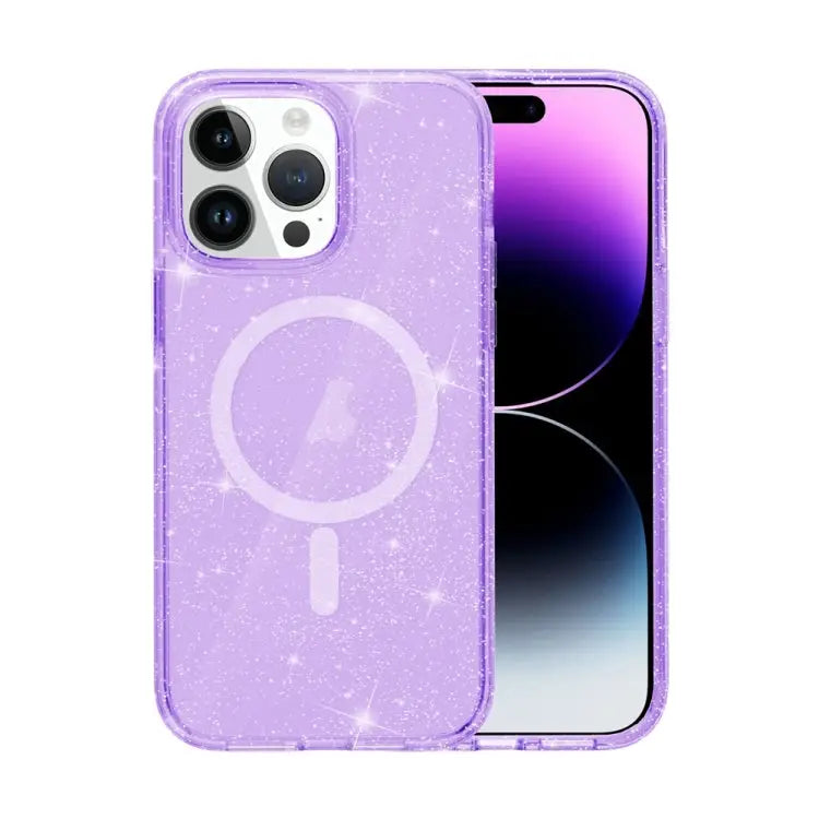 Terminator Style Glitter Powder MagSafe Magnetic Phone Case For iPhone 16 For iPhone 15 Pro Max For iPhone 15 Pro