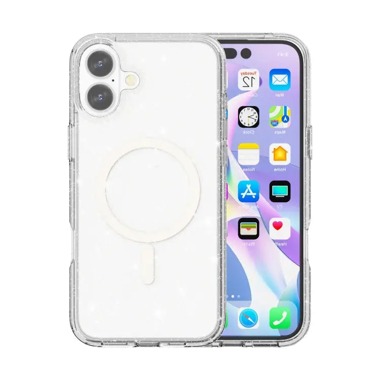 Terminator Style Glitter Powder MagSafe Magnetic Phone Case For iPhone 16e For iPhone 16 Pro Max For iPhone 16 Pro