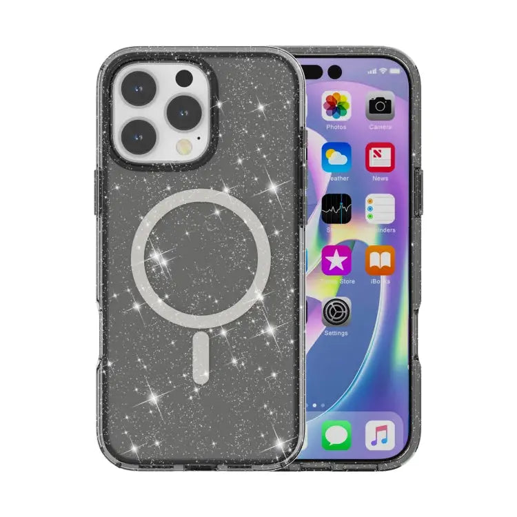 Terminator Style Glitter Powder MagSafe Magnetic Phone Case For iPhone 16e For iPhone 16 Pro Max For iPhone 16 Pro