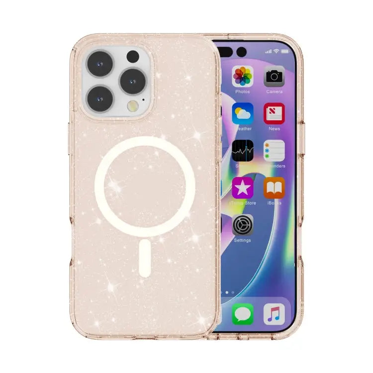 Terminator Style Glitter Powder MagSafe Magnetic Phone Case For iPhone 16e For iPhone 16 Pro Max For iPhone 16 Pro