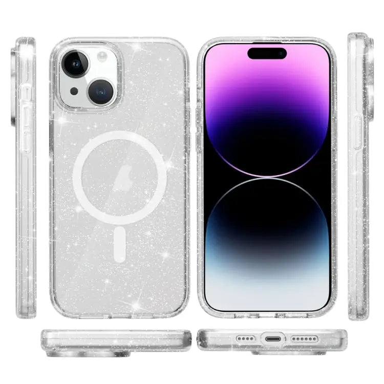 Terminator Style Glitter Powder MagSafe Magnetic Phone Case For iPhone 15 - Apple Accessories