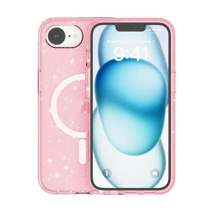 Terminator Style Glitter Powder MagSafe Magnetic Phone Case For iPhone 16e For iPhone 16 Pro Max For iPhone 16 Pro