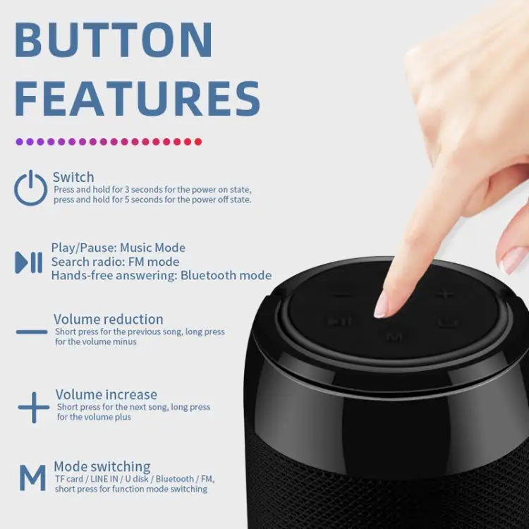 TG113C Column Portable Bluetooth Mini Speaker FM Radio Waterproof Subwoofer Phone Holder Wireless Loundpeakers - Apple