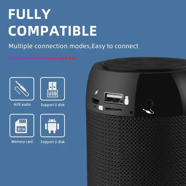 TG113C Column Portable Bluetooth Mini Speaker FM Radio Waterproof Subwoofer Phone Holder Wireless Loundpeakers - Apple
