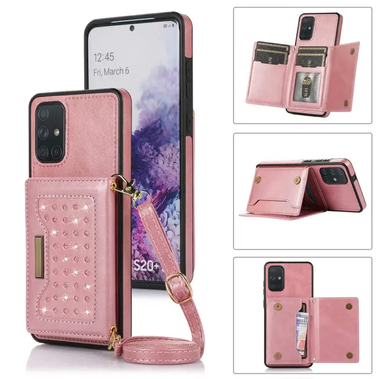 Three-fold RFID Leather Phone Case with Lanyard For Samsung Galaxy A12 For Samsung Galaxy A13 4G/A13 5G For Samsung