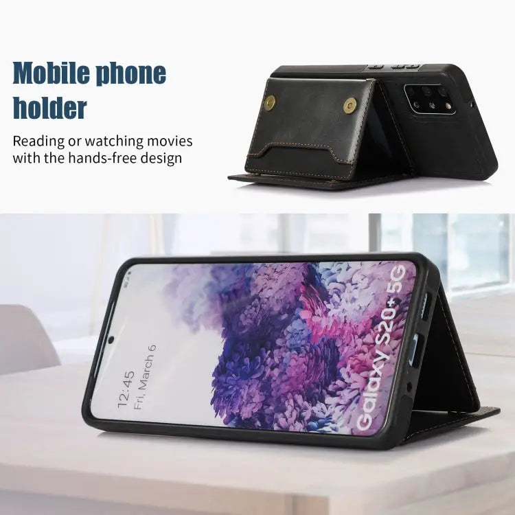 Three-fold RFID Leather Phone Case with Lanyard For Samsung Galaxy S20+ For Samsung Galaxy S20 FE For Samsung Galaxy