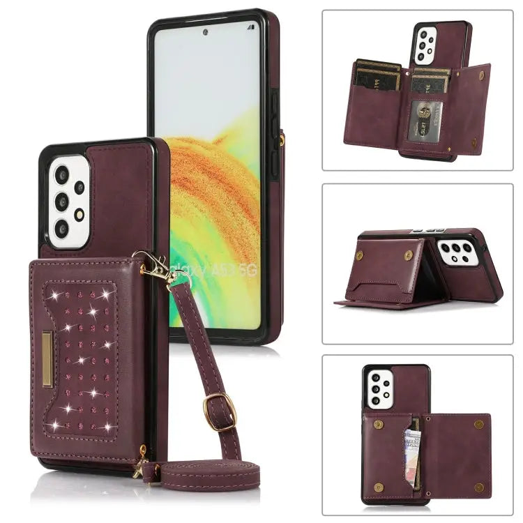 Three-fold RFID Leather Phone Case with Lanyard For Samsung Galaxy A12 For Samsung Galaxy A13 4G/A13 5G For Samsung