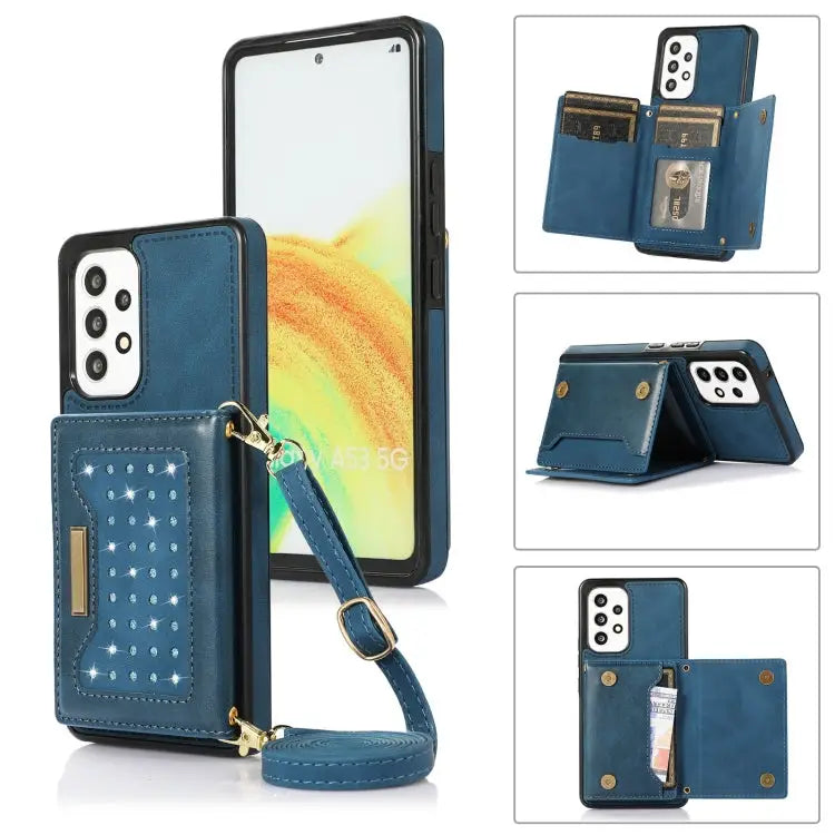 Three-fold RFID Leather Phone Case with Lanyard For Samsung Galaxy A12 For Samsung Galaxy A13 4G/A13 5G For Samsung