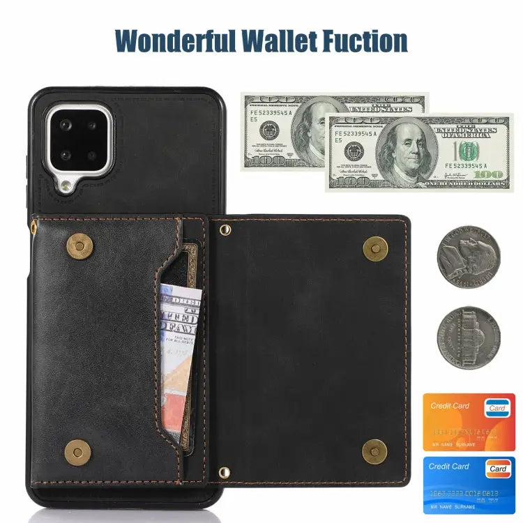 Three-fold RFID Leather Phone Case with Lanyard For Samsung Galaxy A12 For Samsung Galaxy A13 4G/A13 5G For Samsung