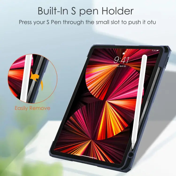Three-folding Acrylic TPU + PU Leather Horizontal Flip Case with Holder & Pen Slot & Sleep / Wake-up Function For iPad
