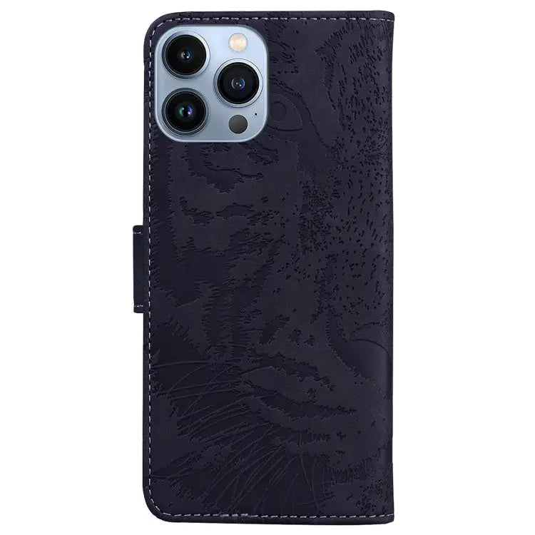 Tiger Embossing Pattern Leather Phone Case For iPhone 14 Pro Max - Apple Accessories