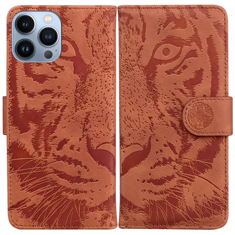 Tiger Embossing Pattern Leather Phone Case For iPhone 16 For iPhone 15 Pro Max For iPhone 15 Pro For iPhone 15 Plus