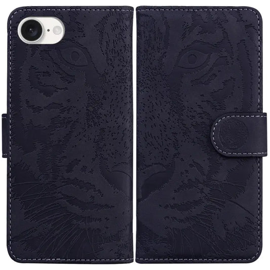 Tiger Embossing Pattern Leather Phone Case iPhone 16e For iPhone 16 Pro Max For iPhone 16 Pro For iPhone 16 Plus