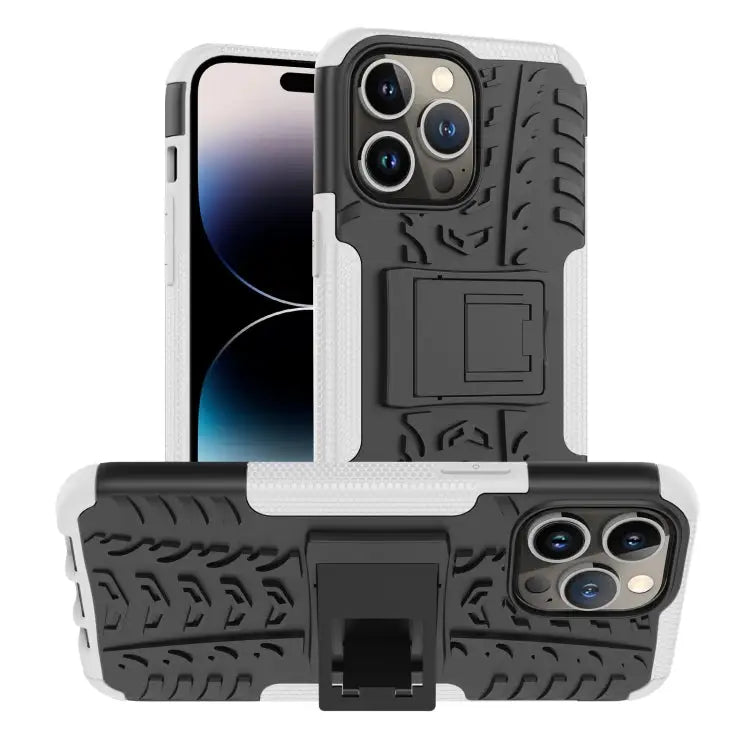 Tire Texture TPU + PC Phone Case with Holder For iPhone 14 For iPhone 14 Plus For iPhone 14 Pro - For iPhone 14 Pro