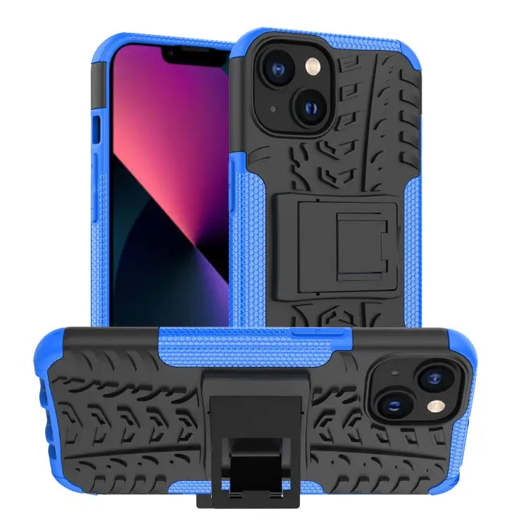 Tire Texture TPU + PC Phone Case with Holder For iPhone 14 For iPhone 14 Plus For iPhone 14 Pro - For iPhone 14 Plus