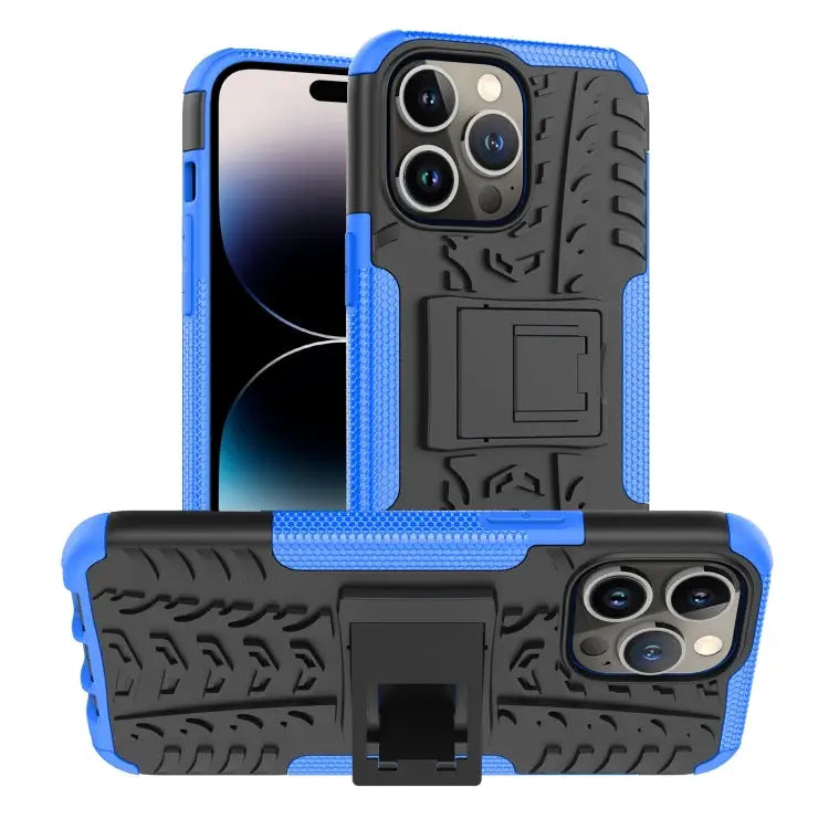 Tire Texture TPU + PC Phone Case with Holder For iPhone 14 For iPhone 14 Plus For iPhone 14 Pro - For iPhone 14 Pro