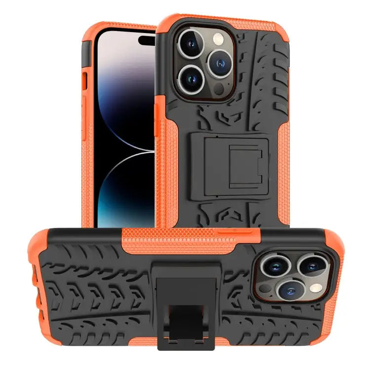 Tire Texture TPU + PC Phone Case with Holder For iPhone 14 For iPhone 14 Plus For iPhone 14 Pro - For iPhone 14 Pro