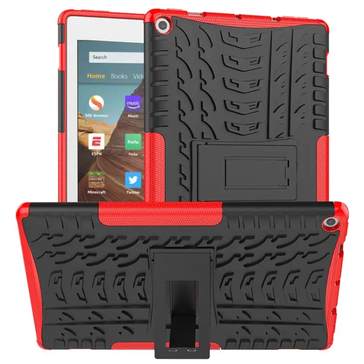 Tire Texture TPU + PC Shockproof Case with Holder For iPad 10.2 2021 / 2020 / 2019 For Galaxy Tab S6 For Huawei