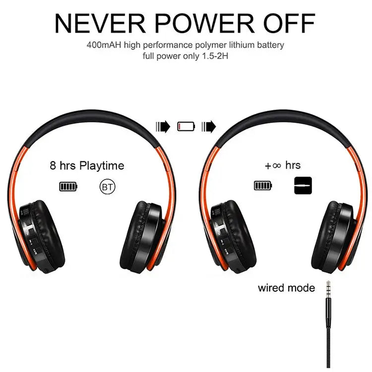Tourya B7 Wireless Bluetooth Headset Foldable Headphone Adjustable Earphones with Microphone B7 (Black Red) B7 (Black