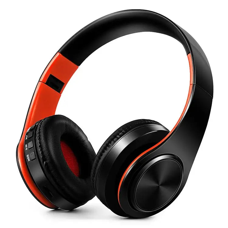 Tourya B7 Wireless Bluetooth Headset Foldable Headphone Adjustable Earphones with Microphone B7 (Black Red) B7 (Black