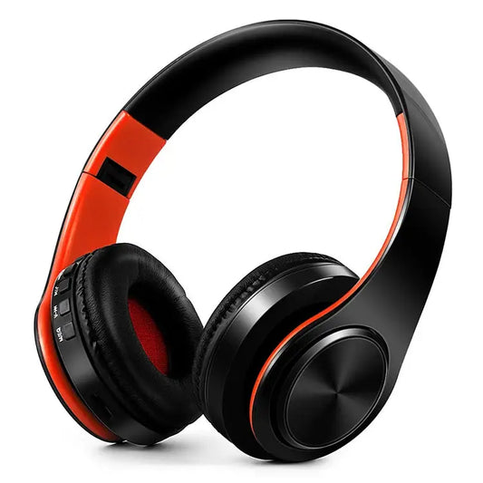 Tourya B7 Wireless Bluetooth Headset Foldable Headphone Adjustable Earphones with Microphone B7 (Black Red) B7 (Black