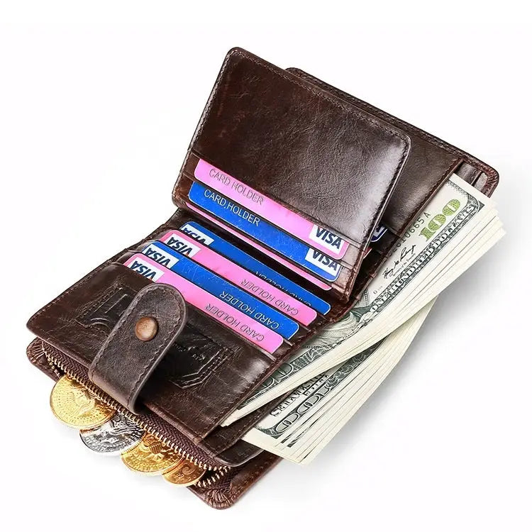 TP-201 Crazy Horse Leather Multi-functional Lather RFID Clasp Retro Wallet TP-201 - TP-201