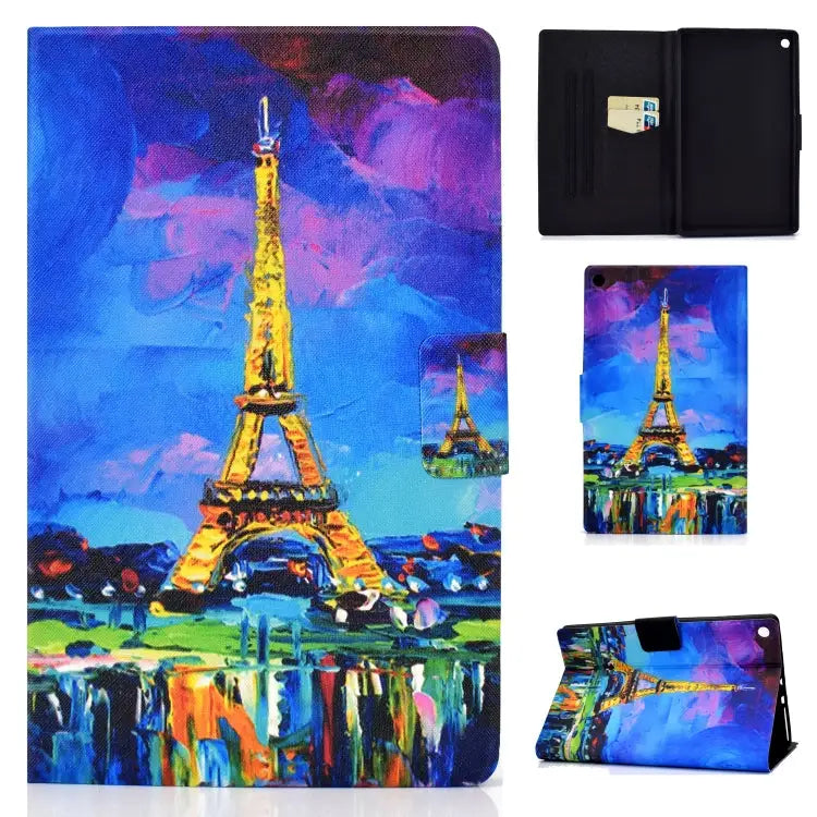 TPU Electric Pressed Horizontal Flip Leather Case with Holder & Card Slot & Sleep / Wake-up Function For Kindle Fire HD