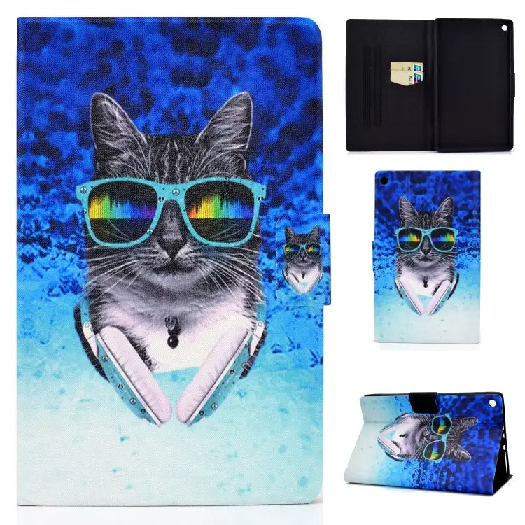 TPU Electric Pressed Horizontal Flip Leather Case with Holder & Card Slot & Sleep / Wake-up Function For Kindle Fire HD