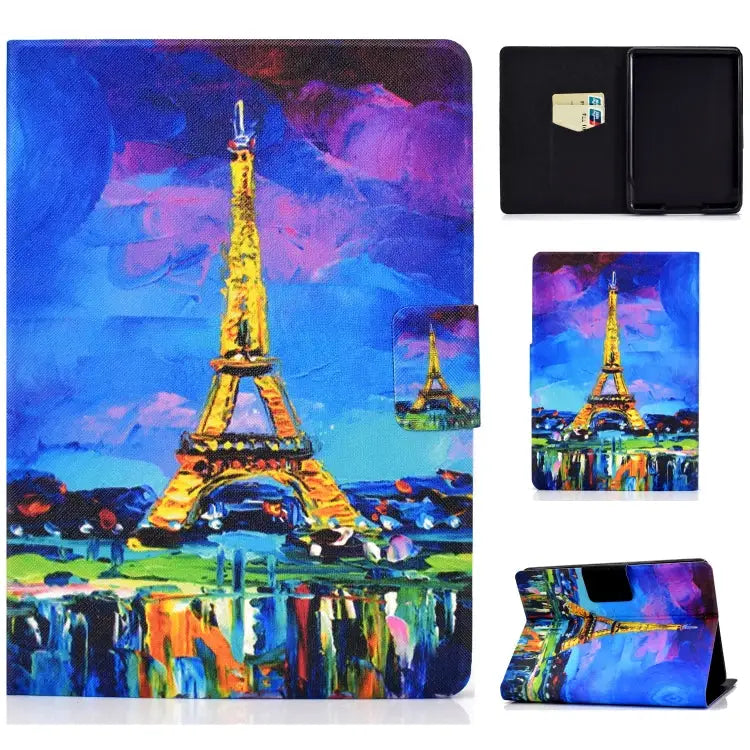 TPU Electric Pressed Horizontal Flip Leather Case with Holder & Card Slot & Sleep / Wake-up Function For Kindle Fire HD
