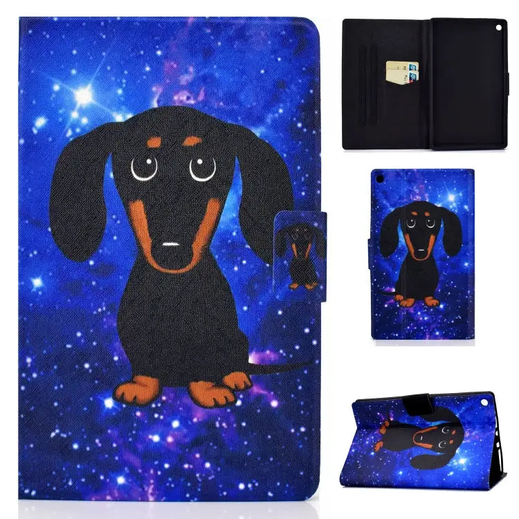 TPU Electric Pressed Horizontal Flip Leather Case with Holder & Card Slot & Sleep / Wake-up Function For Kindle Fire HD