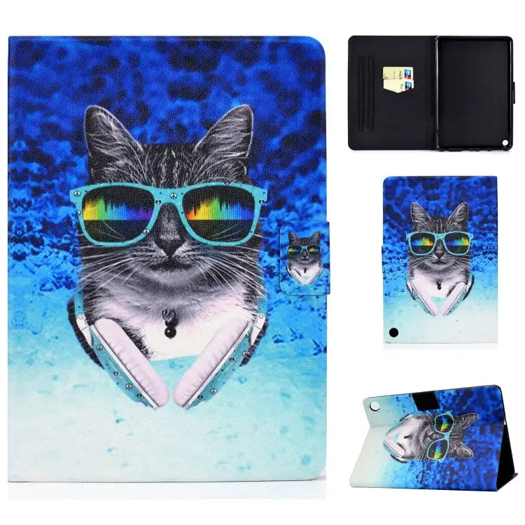 TPU Electric Pressed Horizontal Flip Leather Case with Holder & Card Slot & Sleep / Wake-up Function For Kindle Fire HD