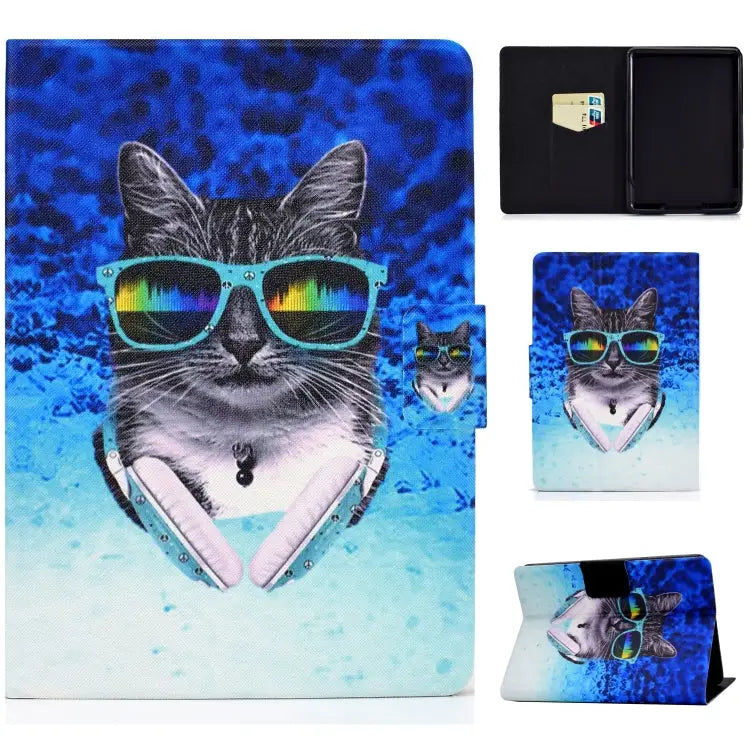 TPU Electric Pressed Horizontal Flip Leather Case with Holder & Card Slot & Sleep / Wake-up Function For Kindle Fire HD