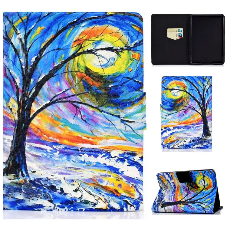 TPU Electric Pressed Horizontal Flip Leather Case with Holder & Card Slot & Sleep / Wake-up Function For Kindle Fire HD