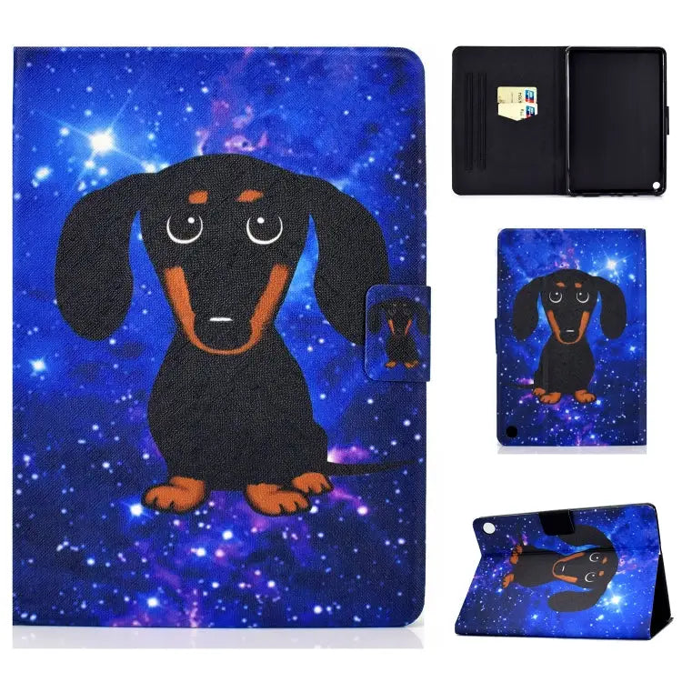 TPU Electric Pressed Horizontal Flip Leather Case with Holder & Card Slot & Sleep / Wake-up Function For Kindle Fire HD