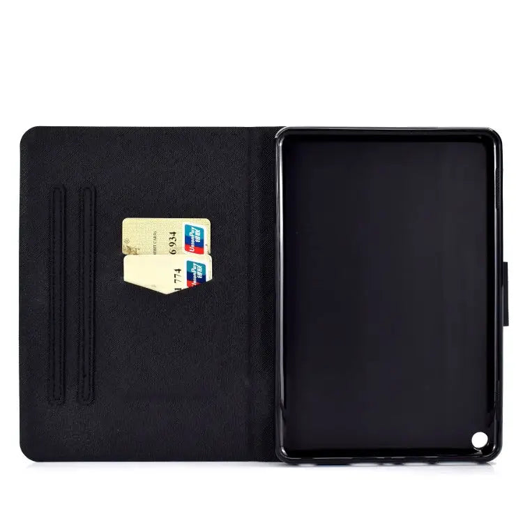 TPU Electric Pressed Horizontal Flip Leather Case with Holder & Card Slot & Sleep / Wake-up Function For Kindle Fire HD
