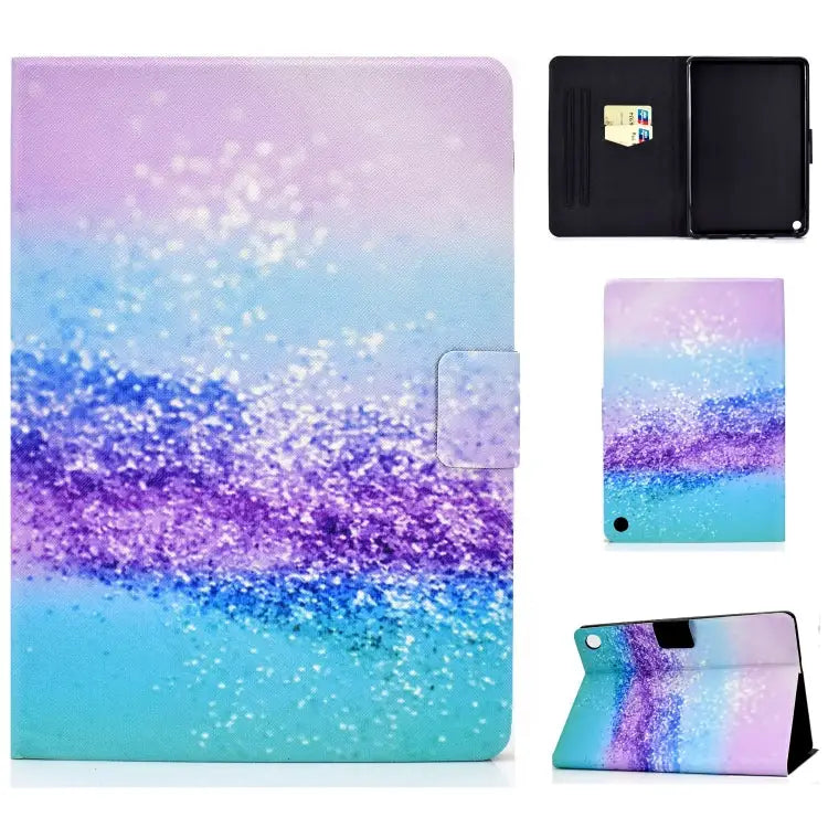 TPU Electric Pressed Horizontal Flip Leather Case with Holder & Card Slot & Sleep / Wake-up Function For Kindle Fire HD