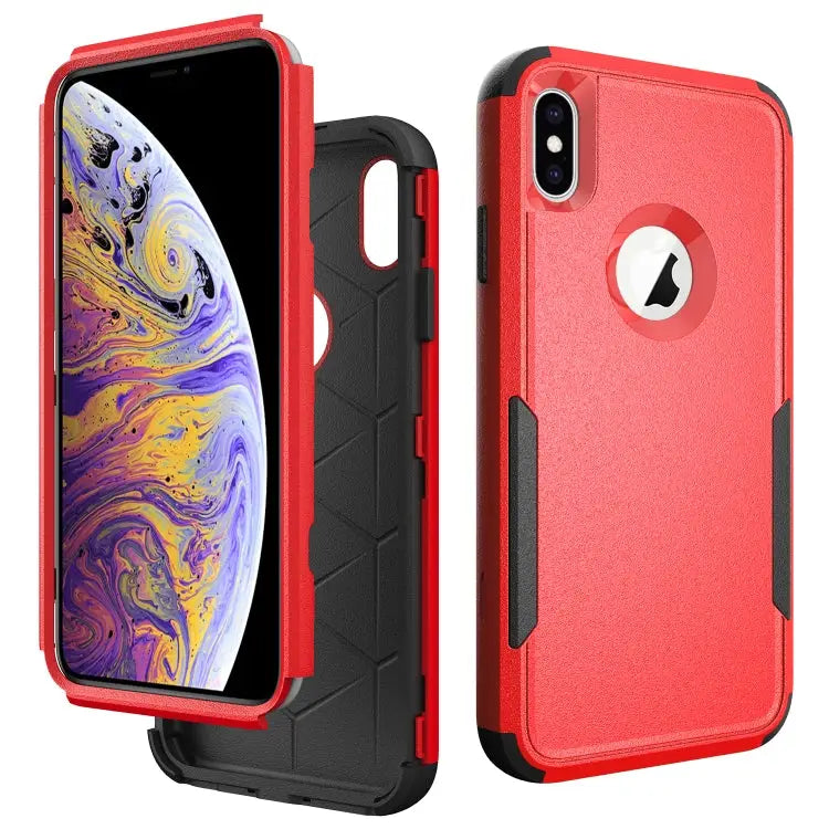 TPU + PC Shockproof Protective Case For iPhone XS Max - For iPhone XS Max / Red + Black - Apple Accessories