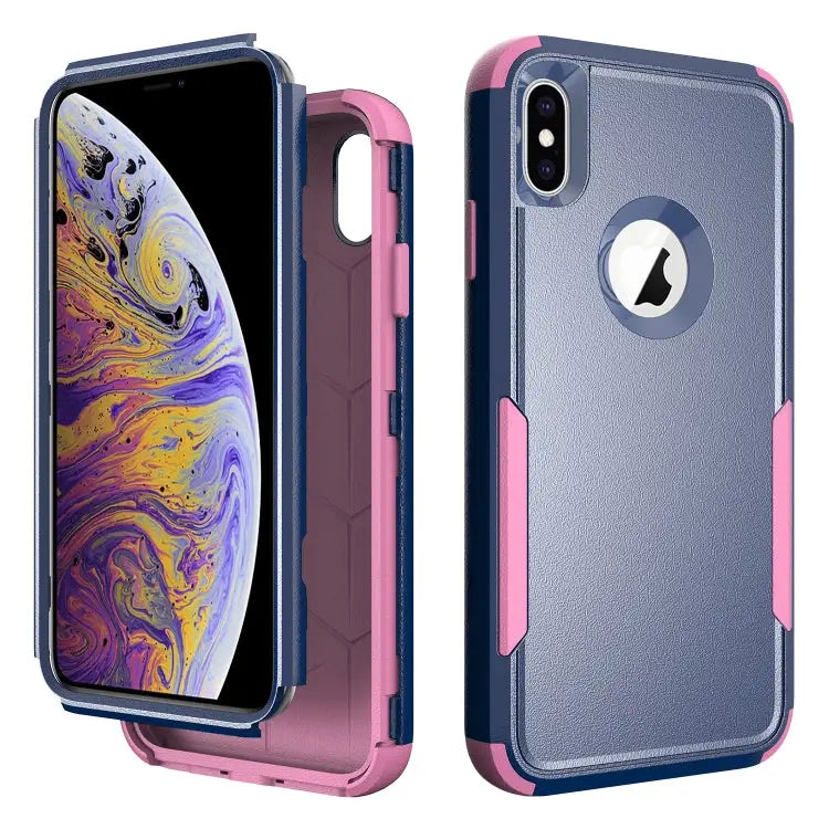 TPU + PC Shockproof Protective Case For iPhone XS Max - For iPhone XS Max / Royal Blue + Pink - Apple Accessories