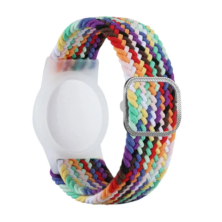 Tracking Locator Nylon Weave Wristband Anti-Lost TPU Case For Apple Airtag - Rainbow - Apple Accessories