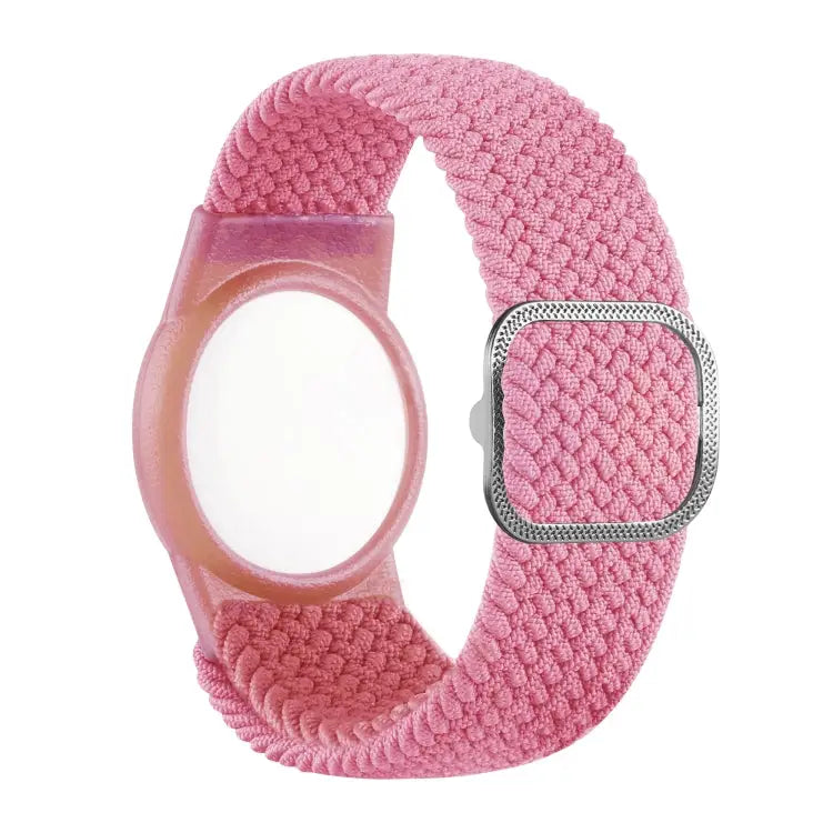 Tracking Locator Nylon Weave Wristband Anti-Lost TPU Case For Apple Airtag - Pink - Apple Accessories