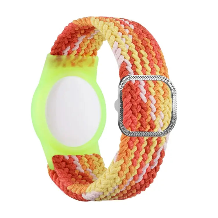Tracking Locator Nylon Weave Wristband Anti-Lost TPU Case For Apple Airtag - Colorful Orange - Apple Accessories