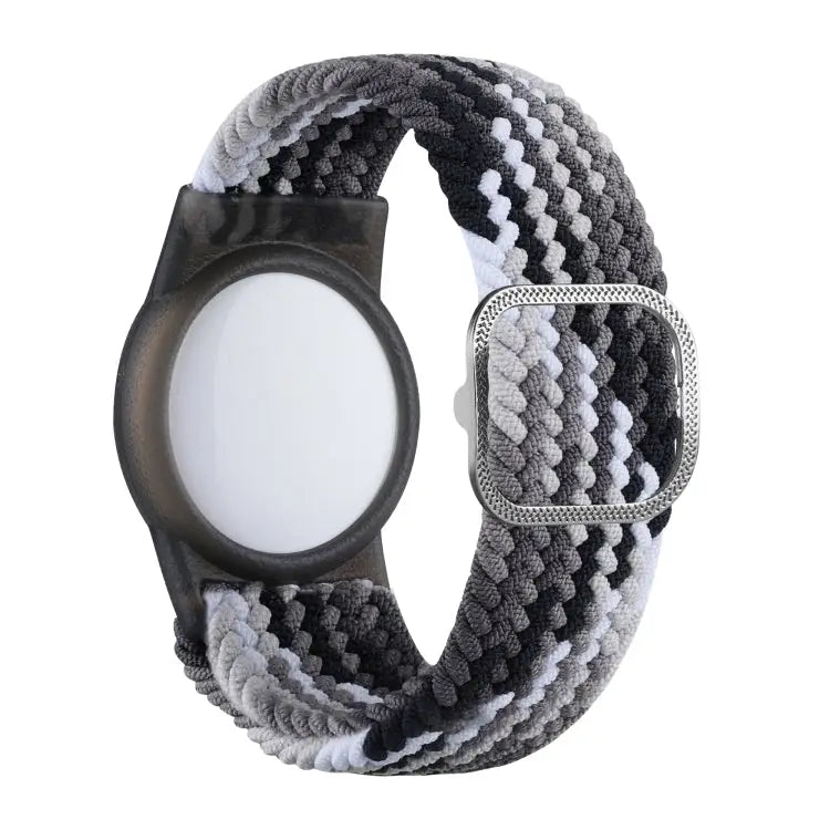 Tracking Locator Nylon Weave Wristband Anti-Lost TPU Case For Apple Airtag - Colorful Black - Apple Accessories