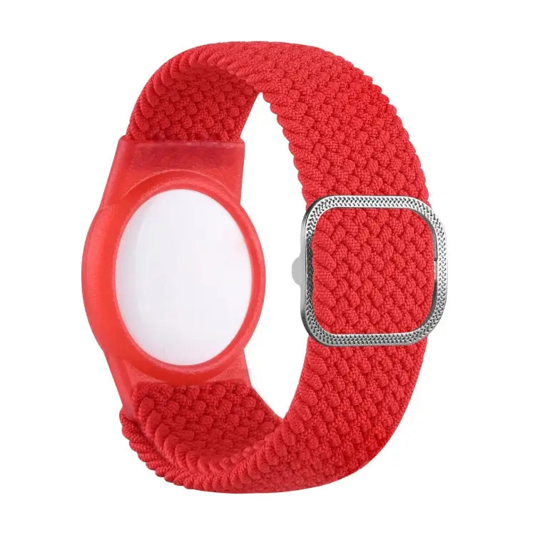 Tracking Locator Nylon Weave Wristband Anti-Lost TPU Case For Apple Airtag - Red - Apple Accessories