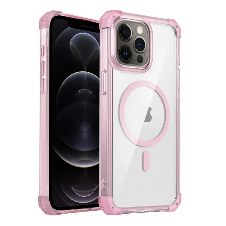 Transparent MagSafe Magnetic Phone Case For iPhone 12 Pro Max For iPhone 12 Pro - For iPhone 12 Pro / Pink - Apple