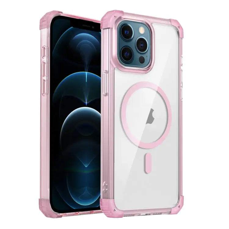 Transparent MagSafe Magnetic Phone Case For iPhone 12 Pro Max For iPhone 12 Pro - For iPhone 12 Pro Max / Pink - Apple