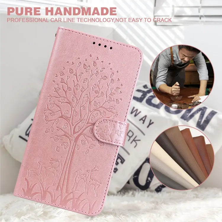 Tree & Deer Pattern Pressed Printing Horizontal Flip Leather Phone Case For iPhone 11 Pro Max For iPhone 12 / 12 Pro