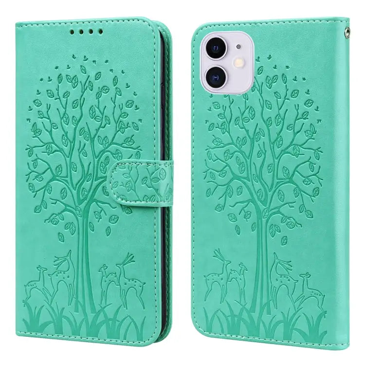 Tree & Deer Pattern Pressed Printing Horizontal Flip Leather Phone Case For iPhone XS Max For iPhone 7 / 8 / SE 2020