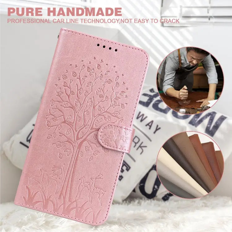 Tree & Deer Pattern Pressed Printing Horizontal Flip Leather Phone Case For iPhone XS Max For iPhone 7 / 8 / SE 2020