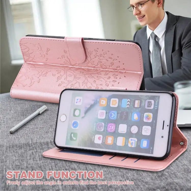 Tree & Deer Pattern Pressed Printing Horizontal Flip Leather Phone Case For iPhone XS Max For iPhone 7 / 8 / SE 2020